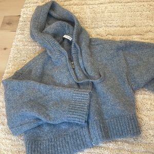 Zara cropped knit hoodie